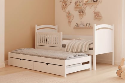Posteľ Amely s prístelkou a tabuľou stierateľnou za sucha - 80x200 cm - biela Posteľ prízemná Amely 80x200 výsuvna z tablica suchoscieralna - Biely