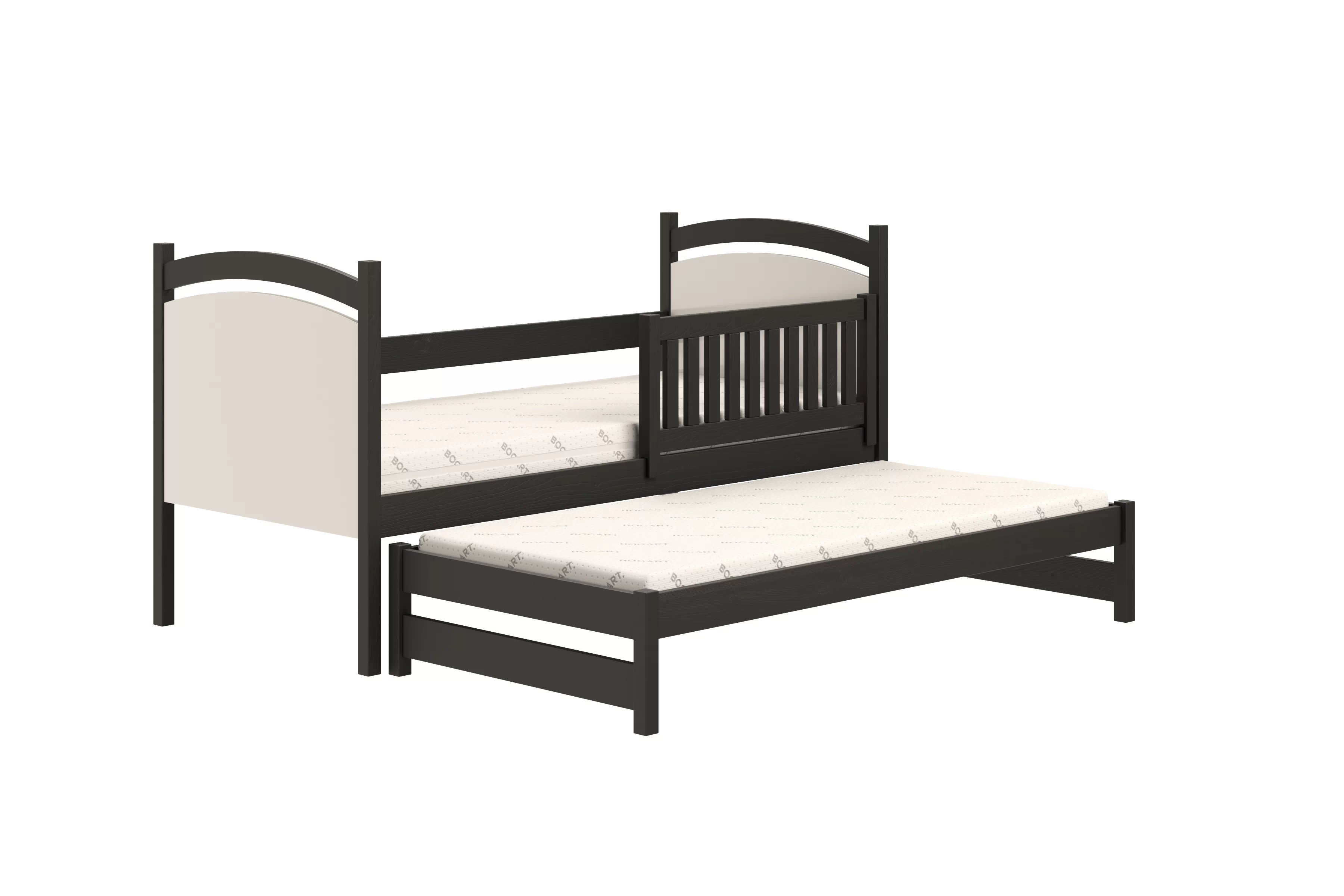 Posteľ Amely s prístelkou a tabuľou stierateľnou za sucha - 90x180 cm - čierna Posteľ prízemná Amely 90x180 výsuvna z tablica suchoscieralna - Čierny