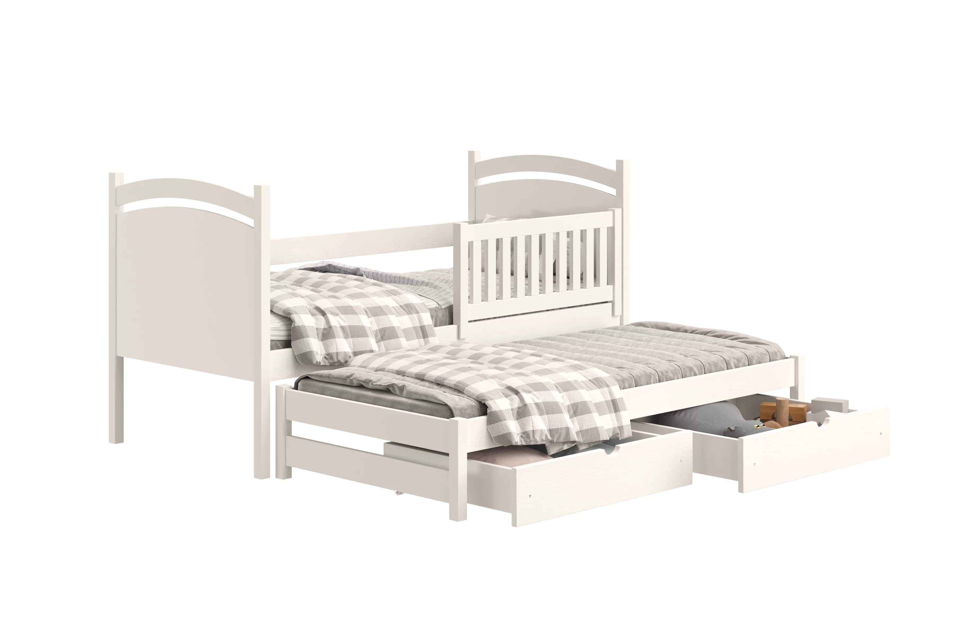 Posteľ Amely s prístelkou a tabuľou stierateľnou za sucha - 90x200 cm - biela Posteľ prízemná Amely 90x200 výsuvna z tablica suchoscieralna - Biely