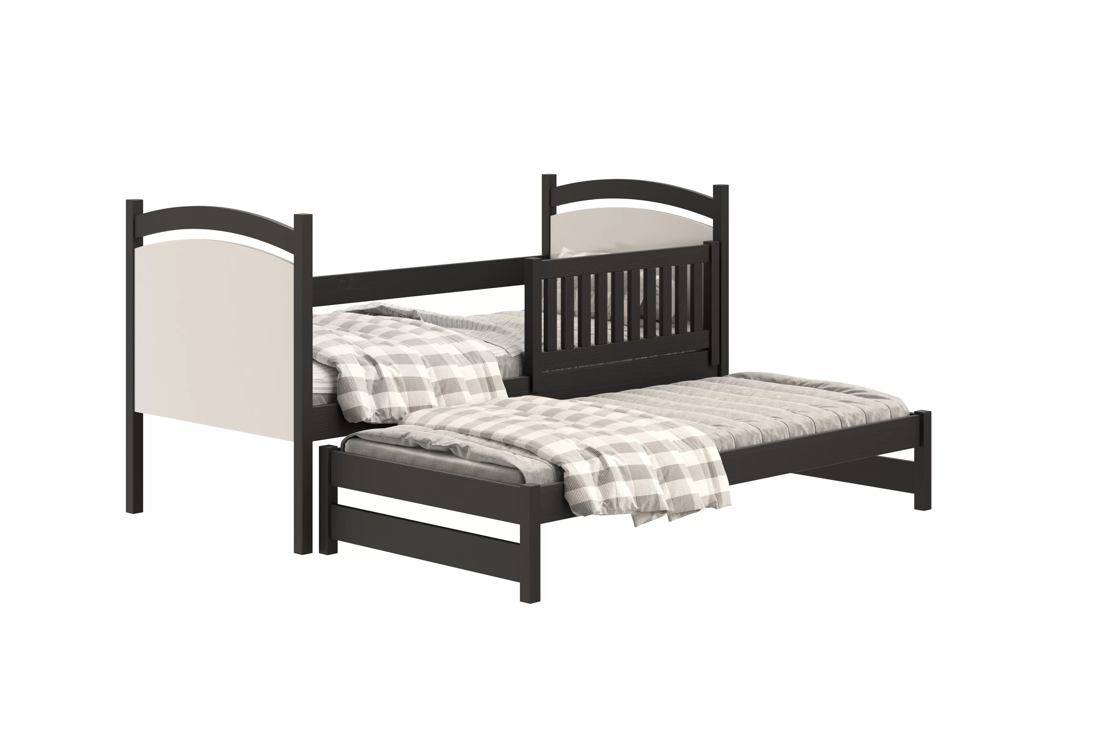 Posteľ Amely s prístelkou a tabuľou stierateľnou za sucha - 90x200 cm - čierna Posteľ prízemná Amely 90x200 výsuvna z tablica suchoscieralna - Čierny