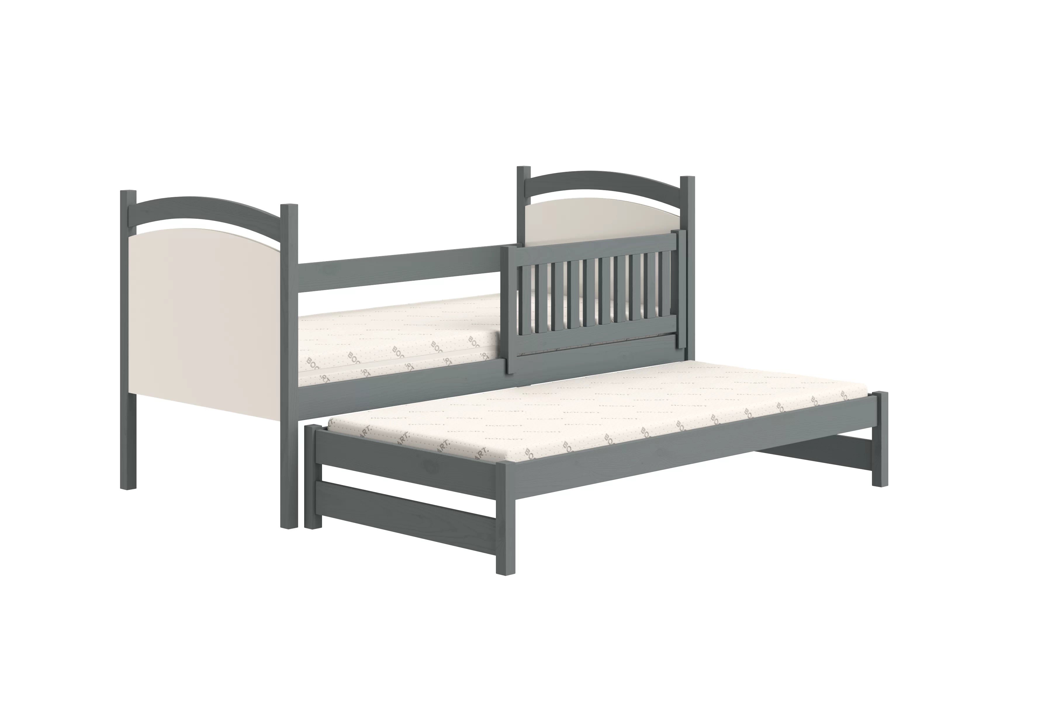 Posteľ Amely s prístelkou a tabuľou stierateľnou za sucha - 90x200 - grafitová Posteľ prízemná Amely 90x200 výsuvna z tablica suchoscieralna - grafit