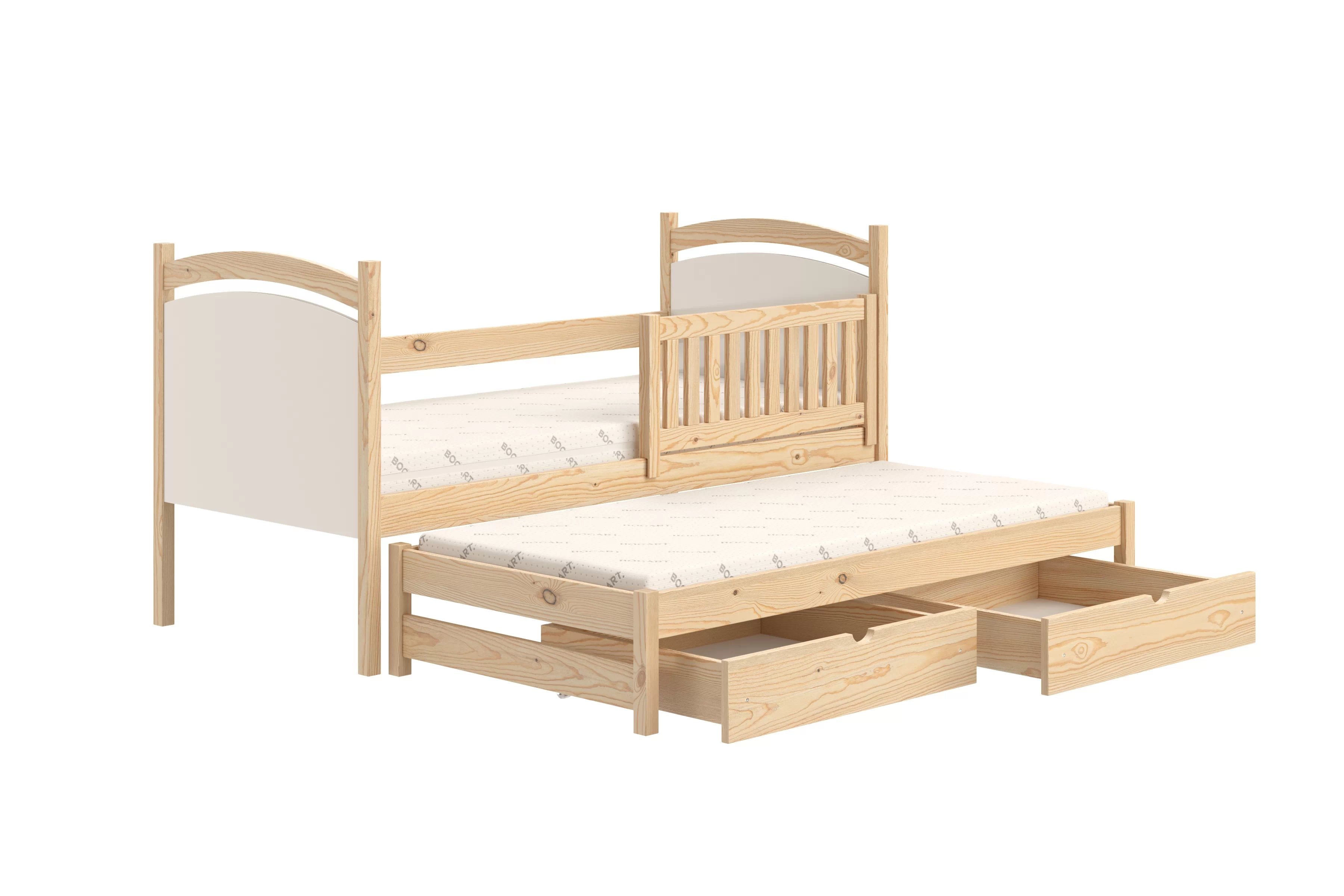 Posteľ s prístelkou s tabuľou Amely - borovica, 90x200 Posteľ prízemná Amely 90x200 výsuvna z tablica suchoscieralna - Borovica 