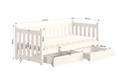 Dětská postel Swen 70x140 cm se zásuvkami - grafitová Postel přízemní Swen 70x140 se zásuvkami - grafit 