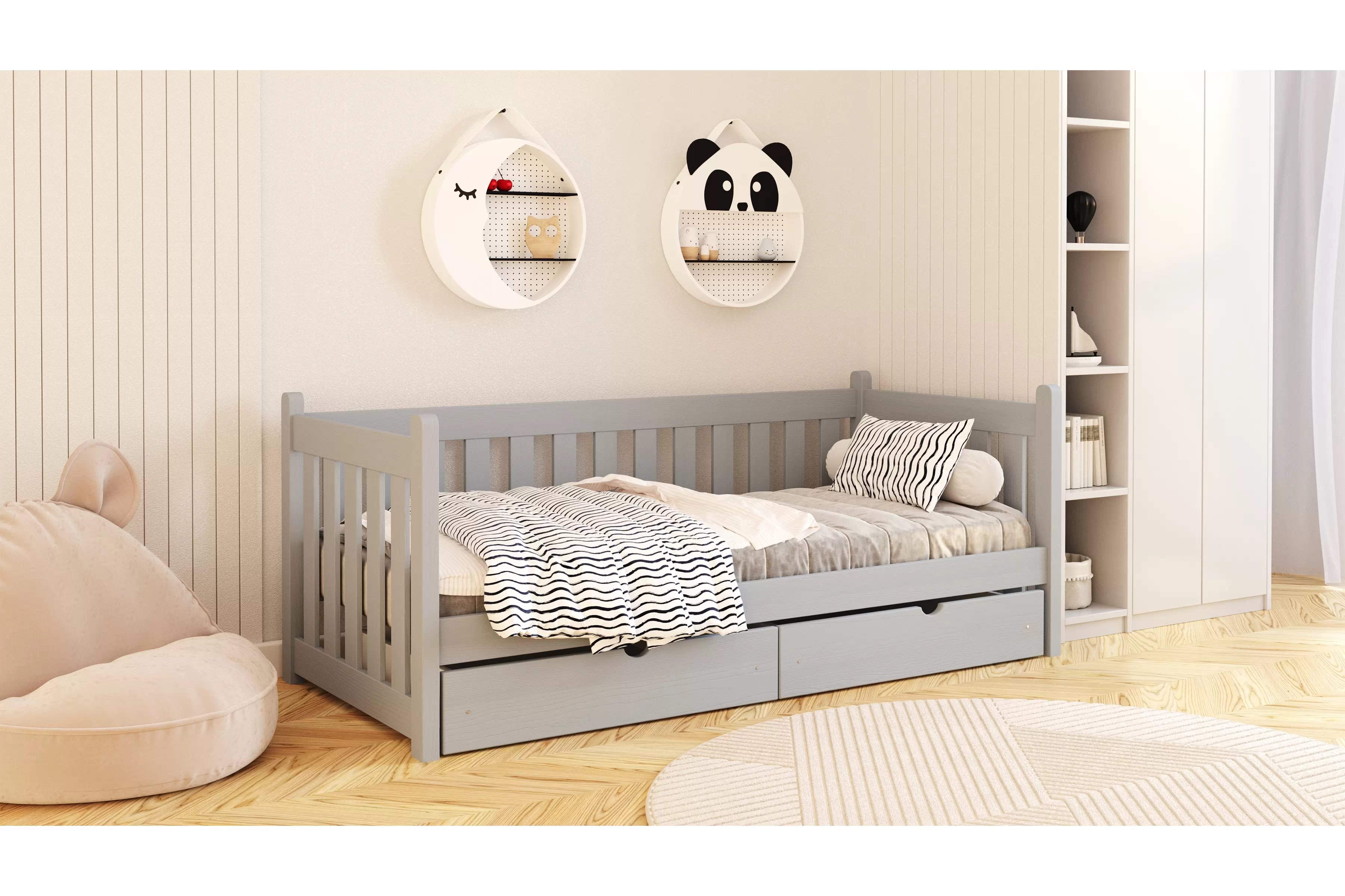 Dětská postel Swen 80x180 cm se zásuvkami - šedá Postel přízemní Swen 80x180 se zásuvkami - šedá
