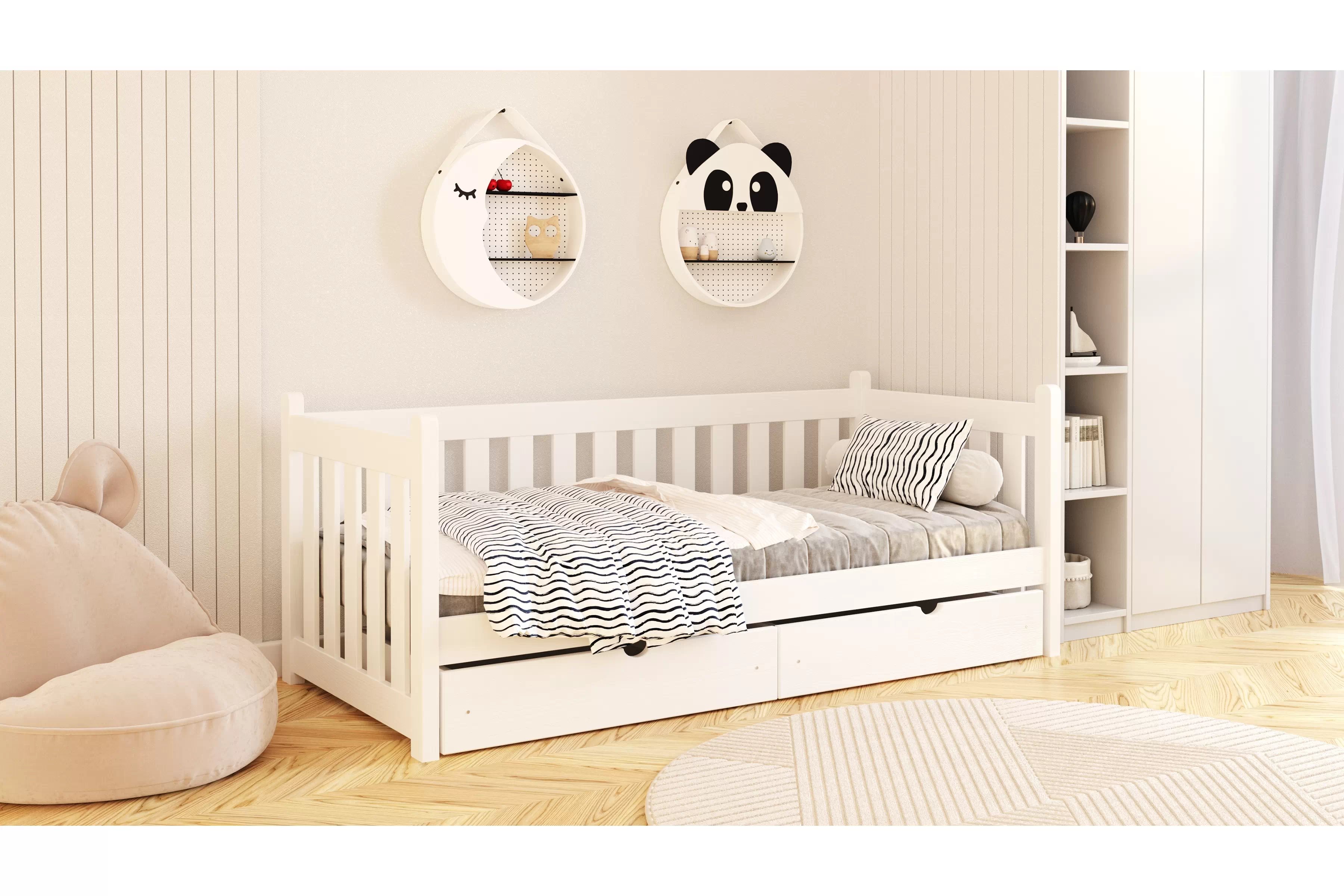 Detská posteľ Swen 80x190 so zásuvkami - biela Posteľ prízemná Swen 80x190 so zásuvkami - Biely