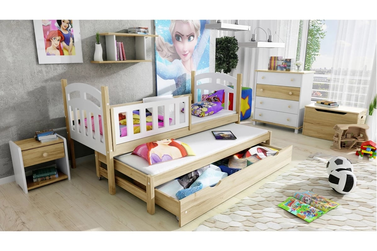 Vysúvacia jednoposchodovú posteľ Nati pre dve osoby jasne Posteľ prízemná
