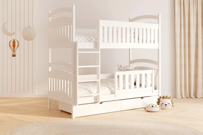 Detská poschodová posteľ Amely s zásuvkami 80x200 cm - biela Posteľ poschodová Amely 80x200 so zásuvkami - Biely 