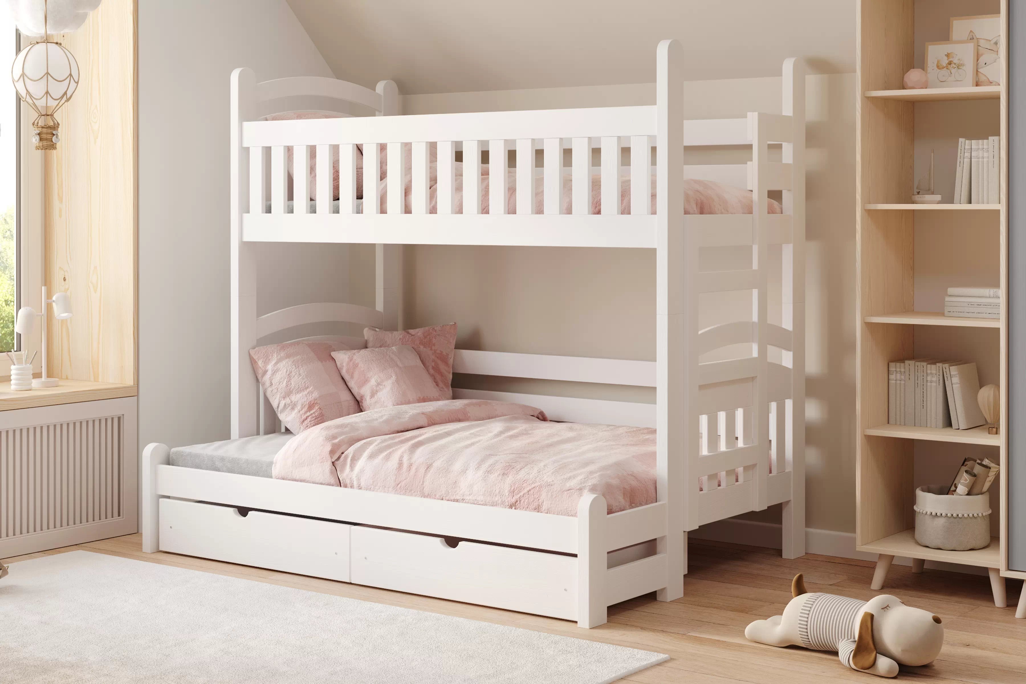 Poschodová posteľ Amely Maxi pravá - 80x200/120x200 cm - biela Posteľ poschodová Amely Maxi 80x200/120x200 pravá strana - Biely