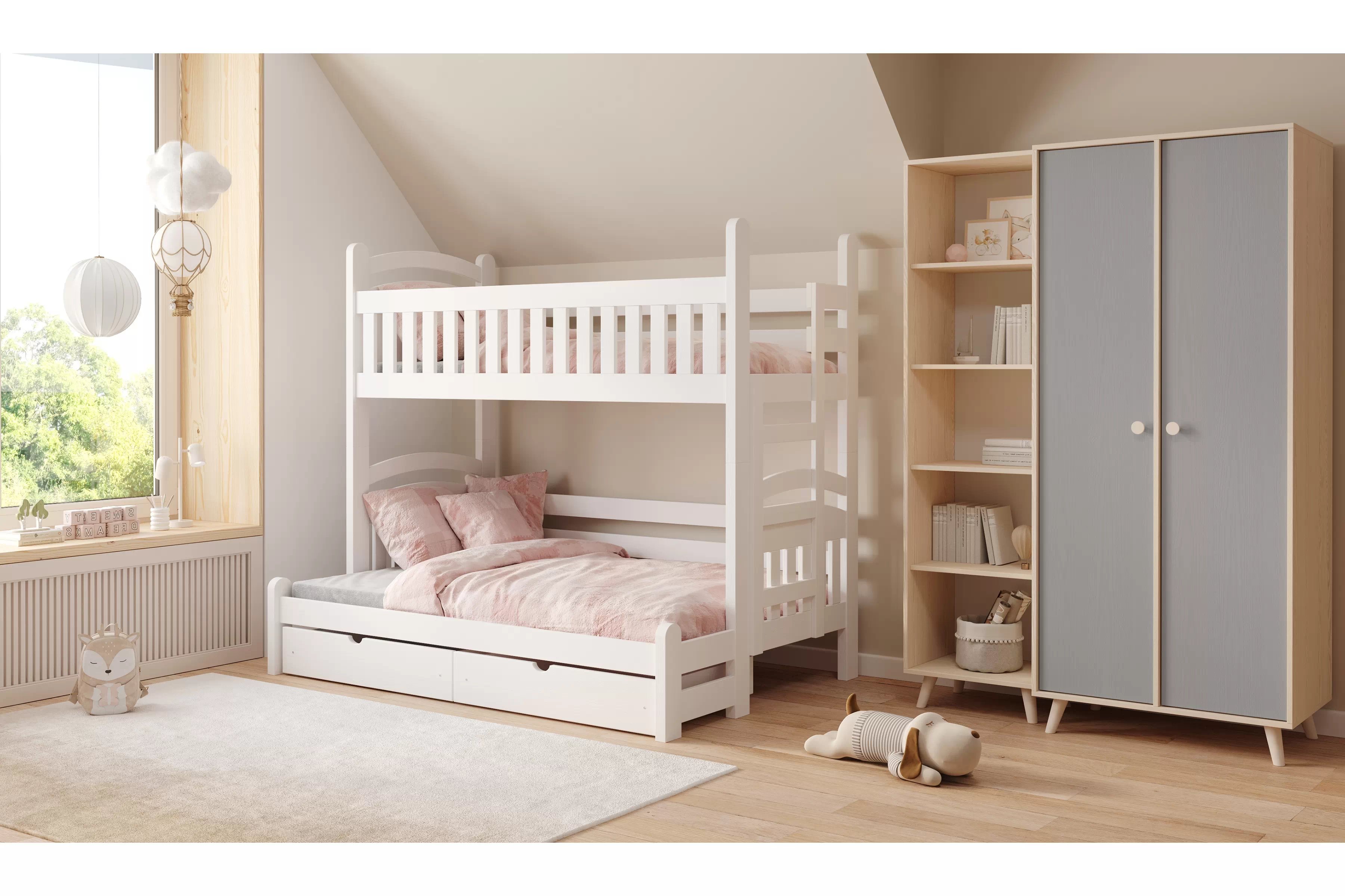 Poschodová posteľ Amely Maxi pravá - 80x200/120x200 cm - biela Posteľ poschodová Amely Maxi 80x200/120x200 pravá strana - Biely