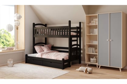 Poschodová posteľ Amely Maxi pravá - 80x200/120x200 cm - čierna Posteľ poschodová Amely Maxi 80x200/120x200 pravá strana - čierny