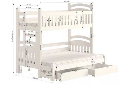 Poschodová posteľ Amely Maxi pravá - 80x200/120x200 cm - čierna Posteľ poschodová Amely Maxi 80x200/120x200 pravá strana - čierny