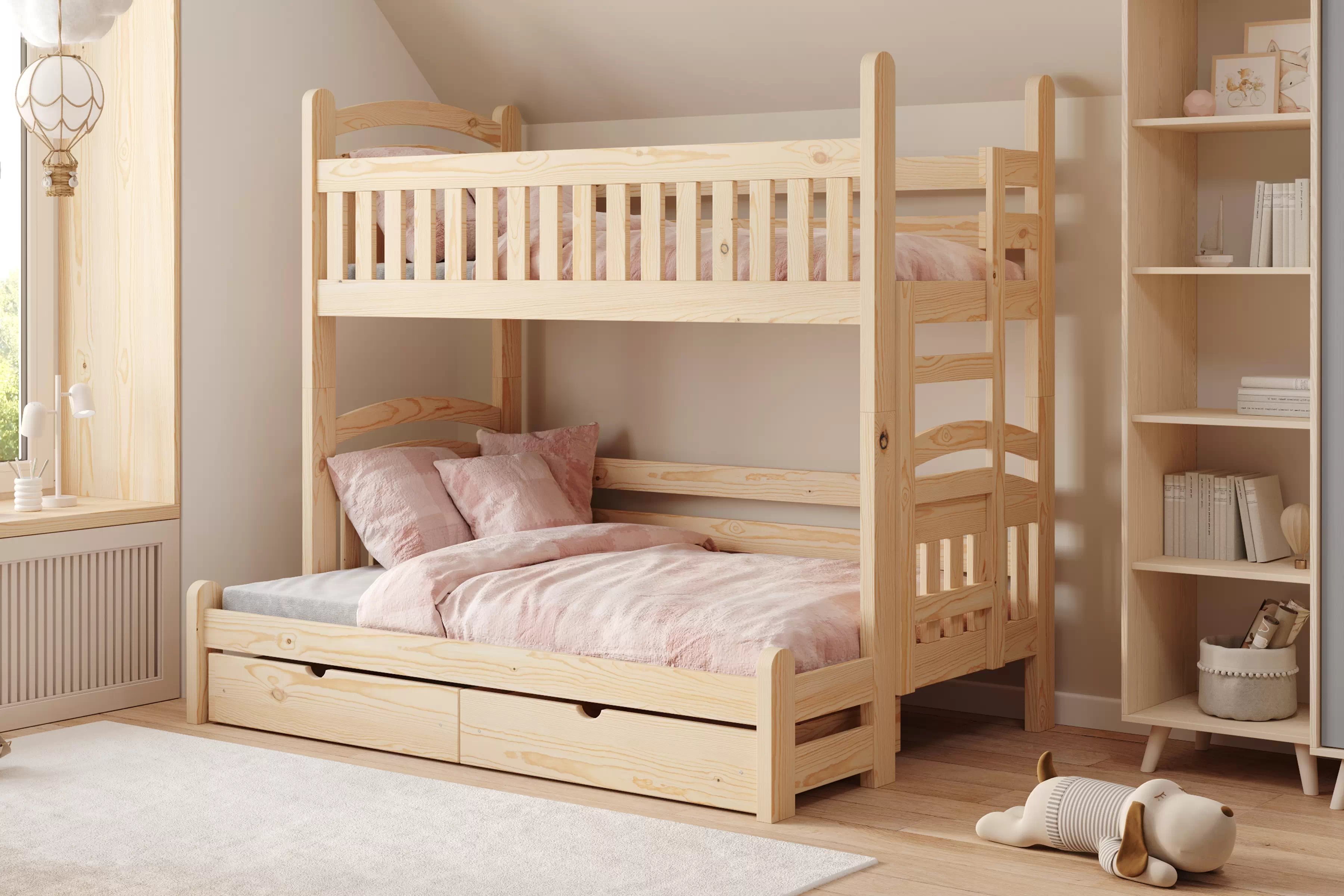 Patrová postel Amely Maxi pravá 80x200 / 120x200 cm - borovice Postel patrová  Amely Maxi 80x200/120x200 pravá - borovice