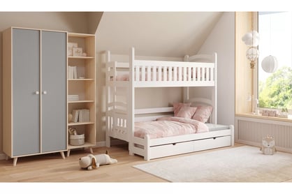Patrová postel Amely Maxi levá 80x200 / 140x200 cm - bílá Postel patrová  Amely Maxi 80x200/140x200 levá - bílá