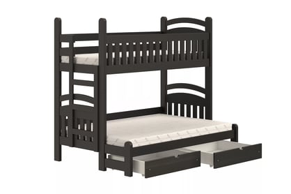 Poschodová posteľ Amely Maxi ľavá - 80x200/140x200 cm - čierna