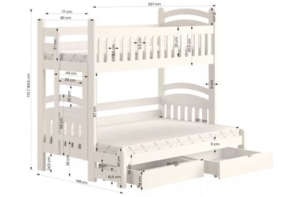 Detská poschodová posteľ Amely Maxi pravá 80x200/140x200 cm - borovica Posteľ poschodová Amely Maxi 80x200/140x200 pravá strana - Borovica