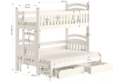 Detská poschodová posteľ Amely Maxi ľavá 90x200/120x200 cm - borovica Posteľ poschodová Amely Maxi 90x200/120x200 ľavá strana - Borovica