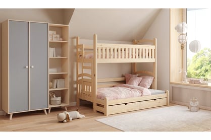 Detská poschodová posteľ Amely Maxi ľavá 90x200/140x200 cm - borovica Posteľ poschodová Amely Maxi 90x200/140x200 ľavá strana - Borovica
