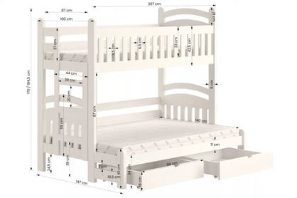 Detská poschodová posteľ Amely Maxi ľavá 90x200/140x200 cm - borovica 