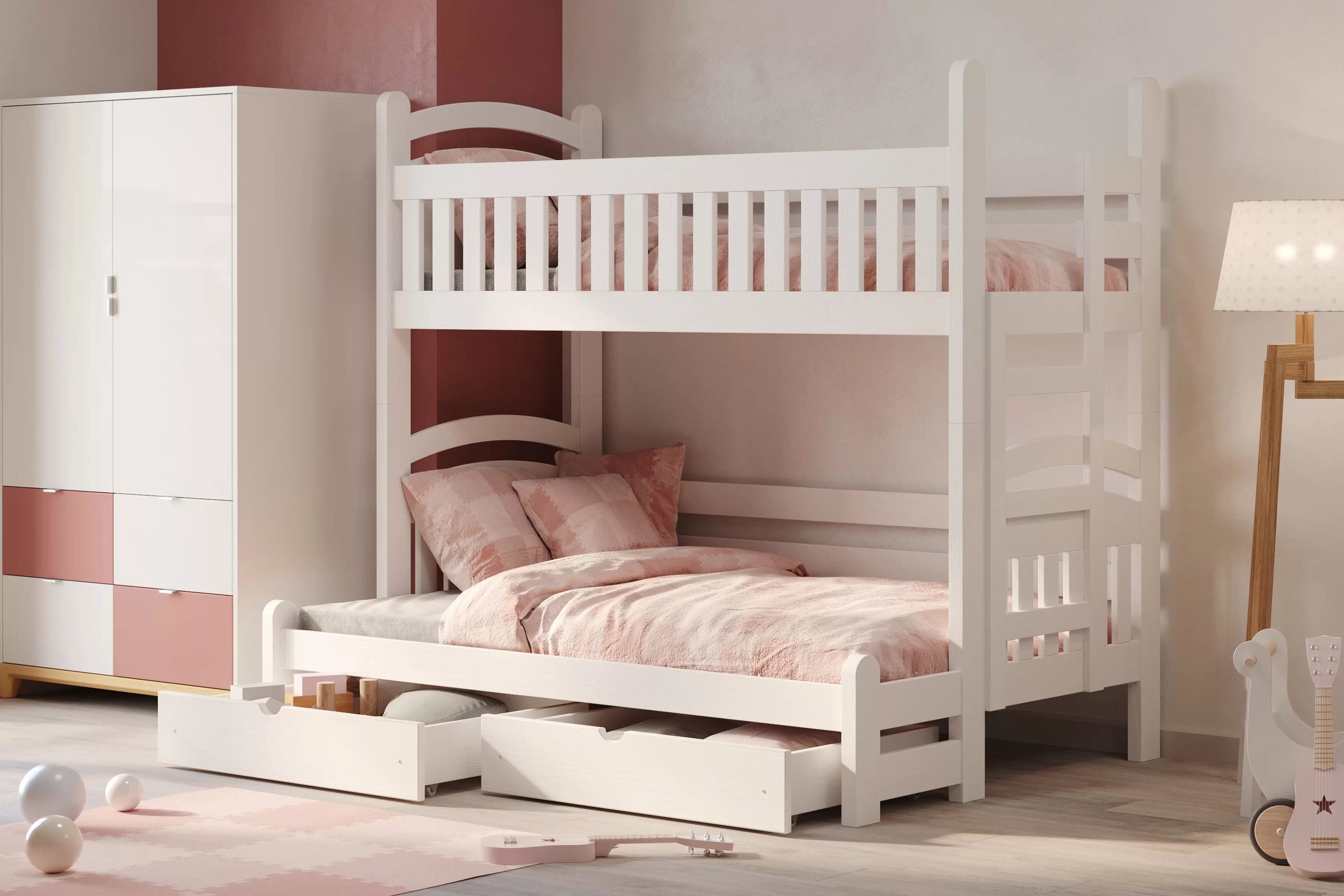 Poschodová posteľ Amely Maxi pravá - 80x200/120x200 cm - biela Posteľ poschodová Amely Maxi pravá strana - 80x200/120x200 / Biely