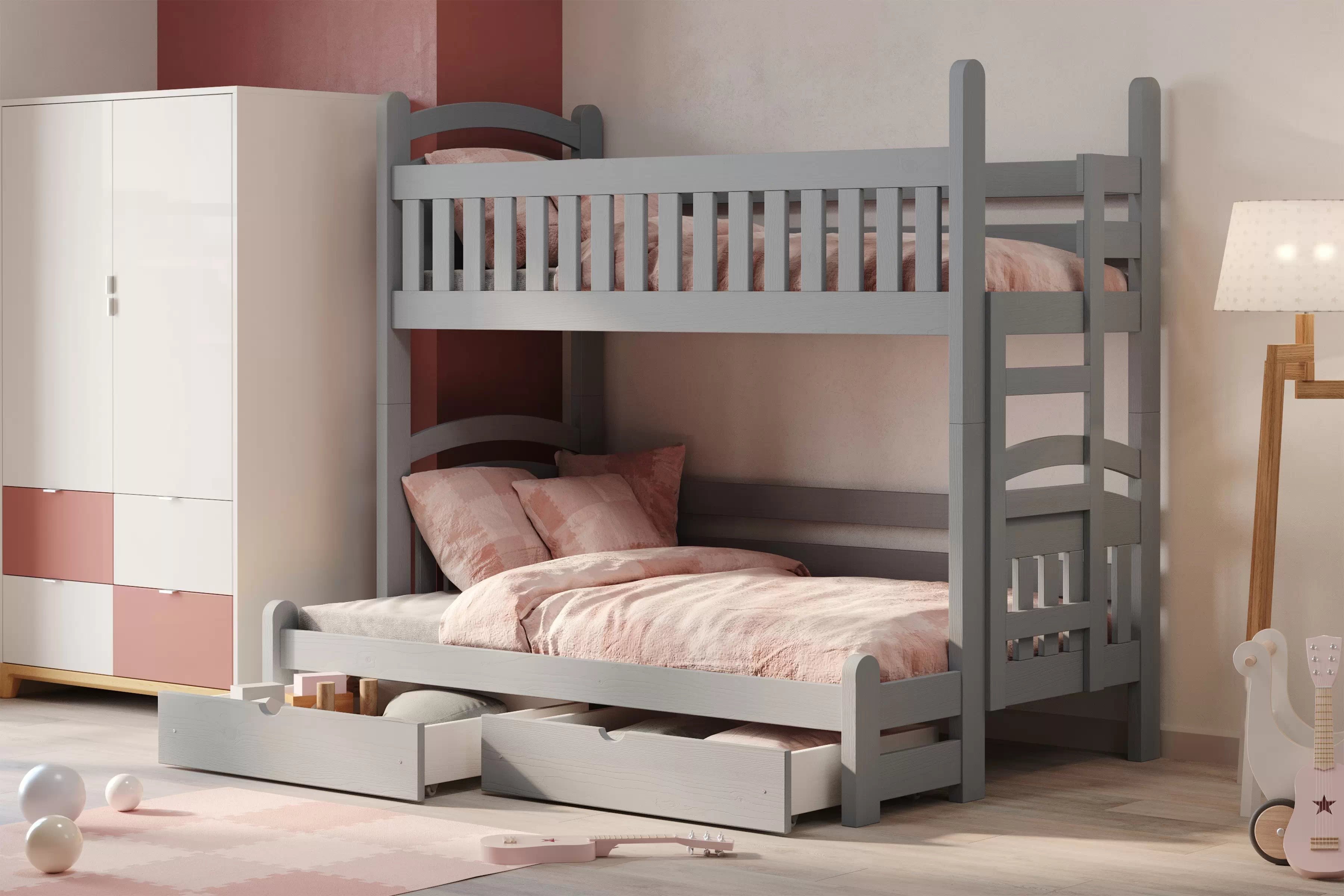 Poschodová posteľ Amely Maxi pravá - 80x200/120x200 cm - šedá Posteľ poschodová Amely Maxi pravá strana - 80x200/120x200 / šedý