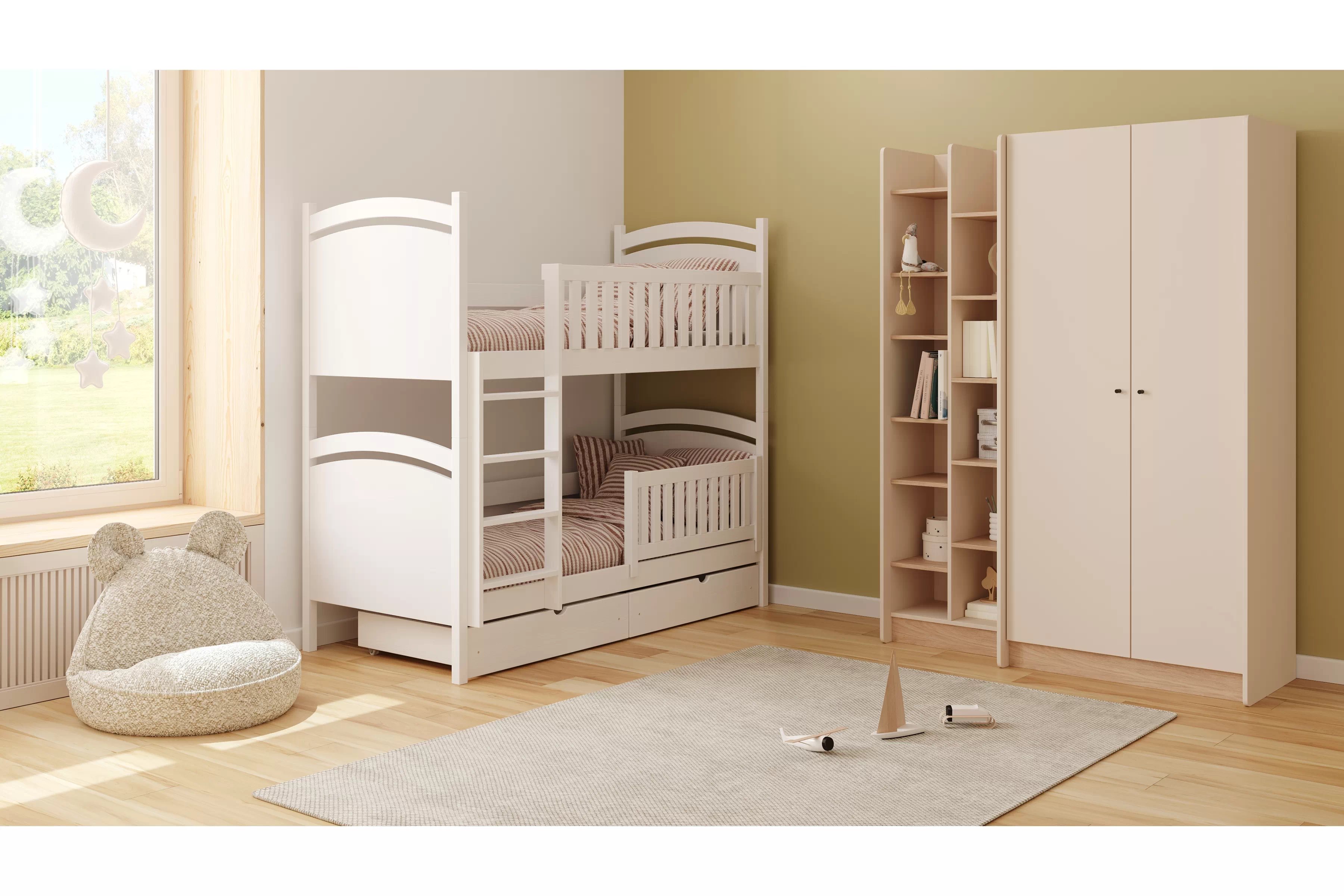 Patrová postel Amely s tabulí na fixy 70x140 cm - bílá Postel patrová  Amely z tablica suchoscieralna - bílá, 70x140