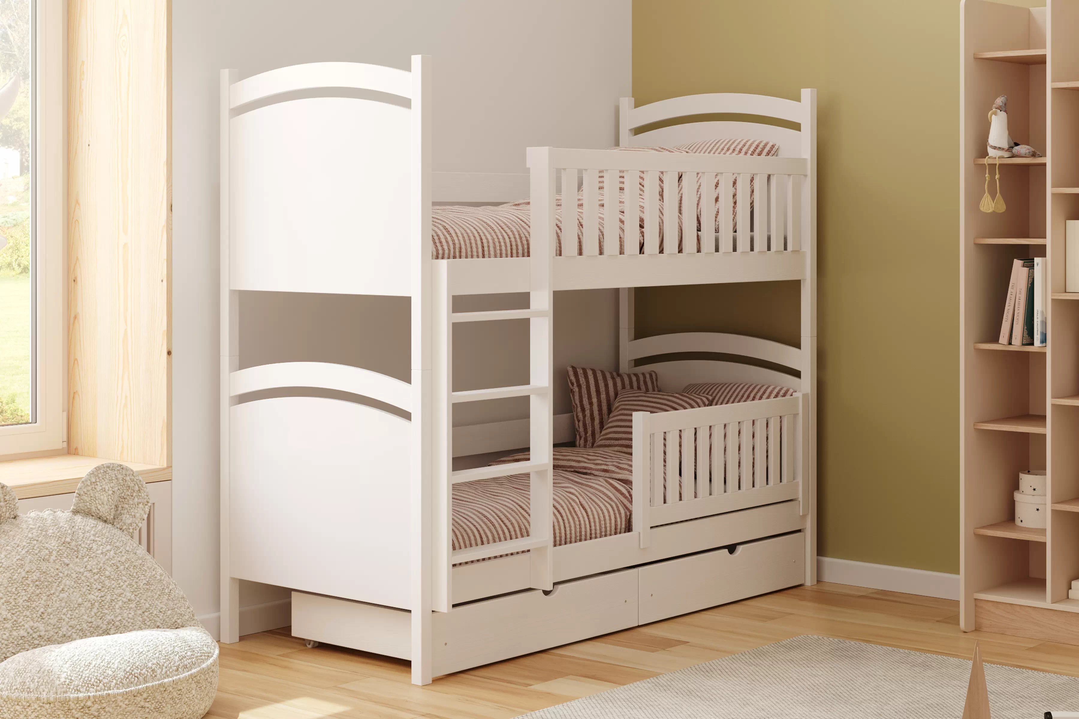 Patrová postel Amely s tabulí na fixy 90x180 cm - bílá Postel patrová  Amely z tablica suchoscieralna - bílá, 90x180