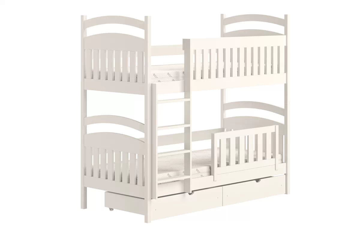 Detská poschodová posteľ Amely s zásuvkami 90x180 cm - biela Posteľ poschodová drevená Amely so zásuvkami -  90x180 / Biely