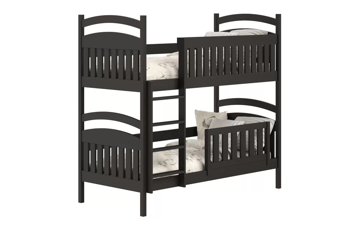 Dřevěná patrová postel Amely 80x160 - černá Postel patrová  dřevěná Amely se zásuvkami - 80x160 / černá