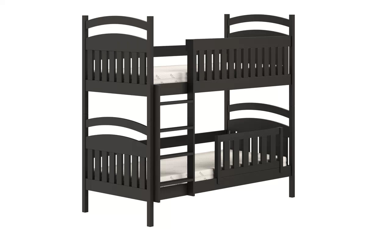 Dřevěná patrová postel Amely 90x190 - černá Postel patrová  dřevěná Amely se zásuvkami - 90x190 / černá