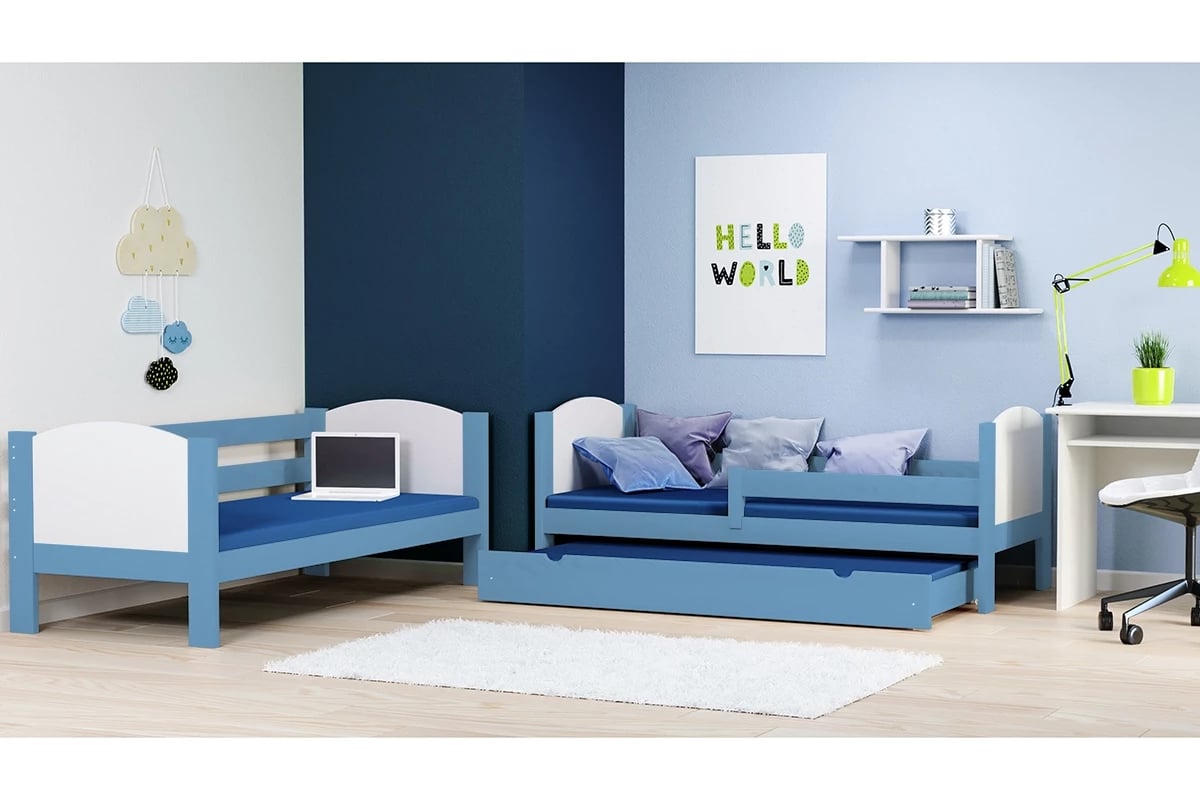 Poschodová drevená posteľ Feliks II 3 os. Postele drevená Modrý