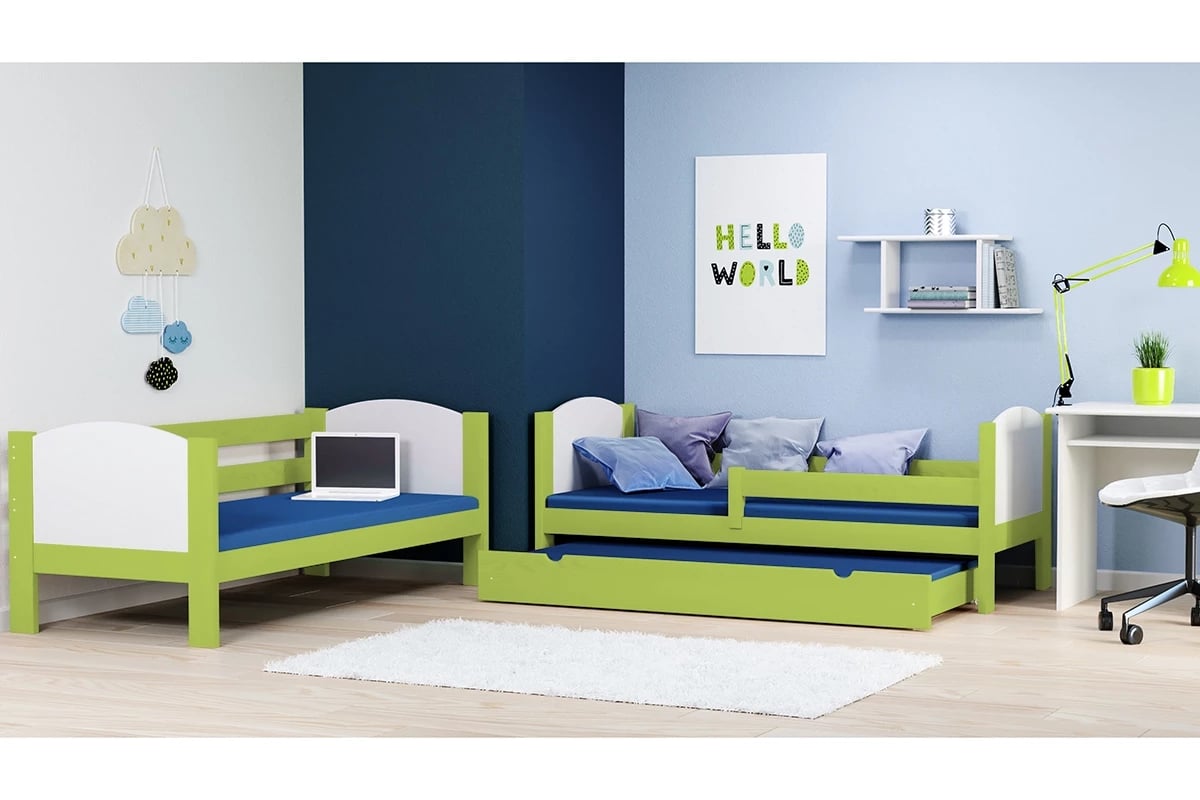 Poschodová drevená posteľ Feliks II 3 os. Posteľ w farbe zielonym