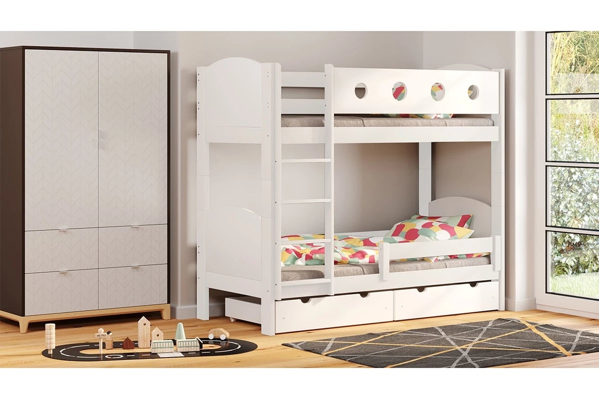Dřevěná patrová postel Feliks II biale postel patrová