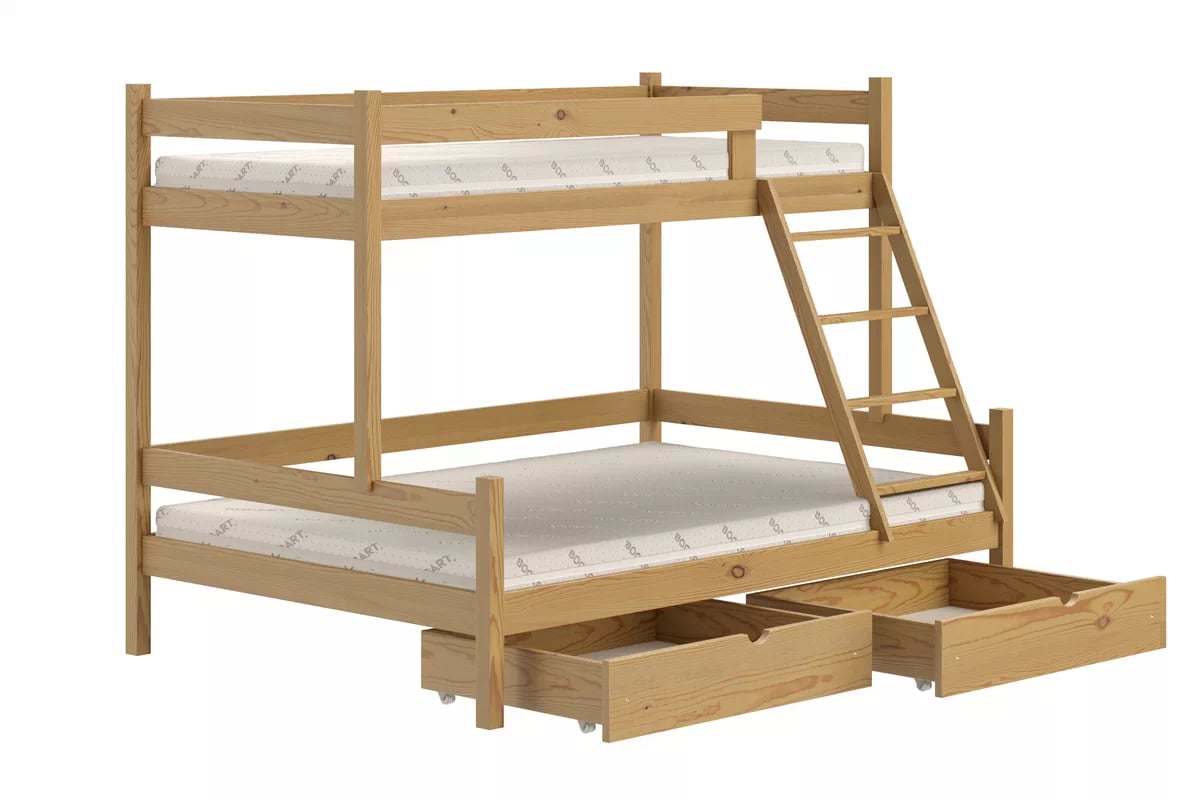 Patrová postel Poli 80x180 cm se zásuvkami - dub Postel patrová  dřevěná Poli se zásuvkami - 80x180/120x180 / dub