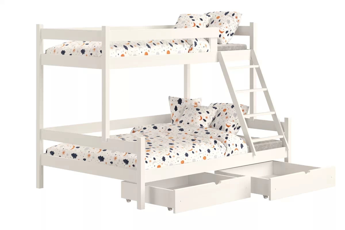 Patrová postel Poli 80x190 cm se zásuvkami - bílá Postel patrová  dřevěná Poli se zásuvkami - 80x190/120x190 / bílá