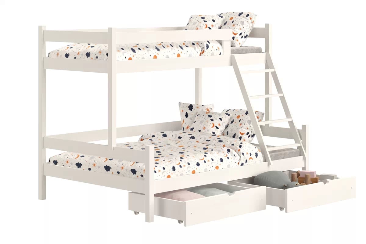 Patrová postel Poli 80x200 cm se zásuvkami - bílá Postel patrová  dřevěná Poli se zásuvkami - 80x200/120x200 / bílá