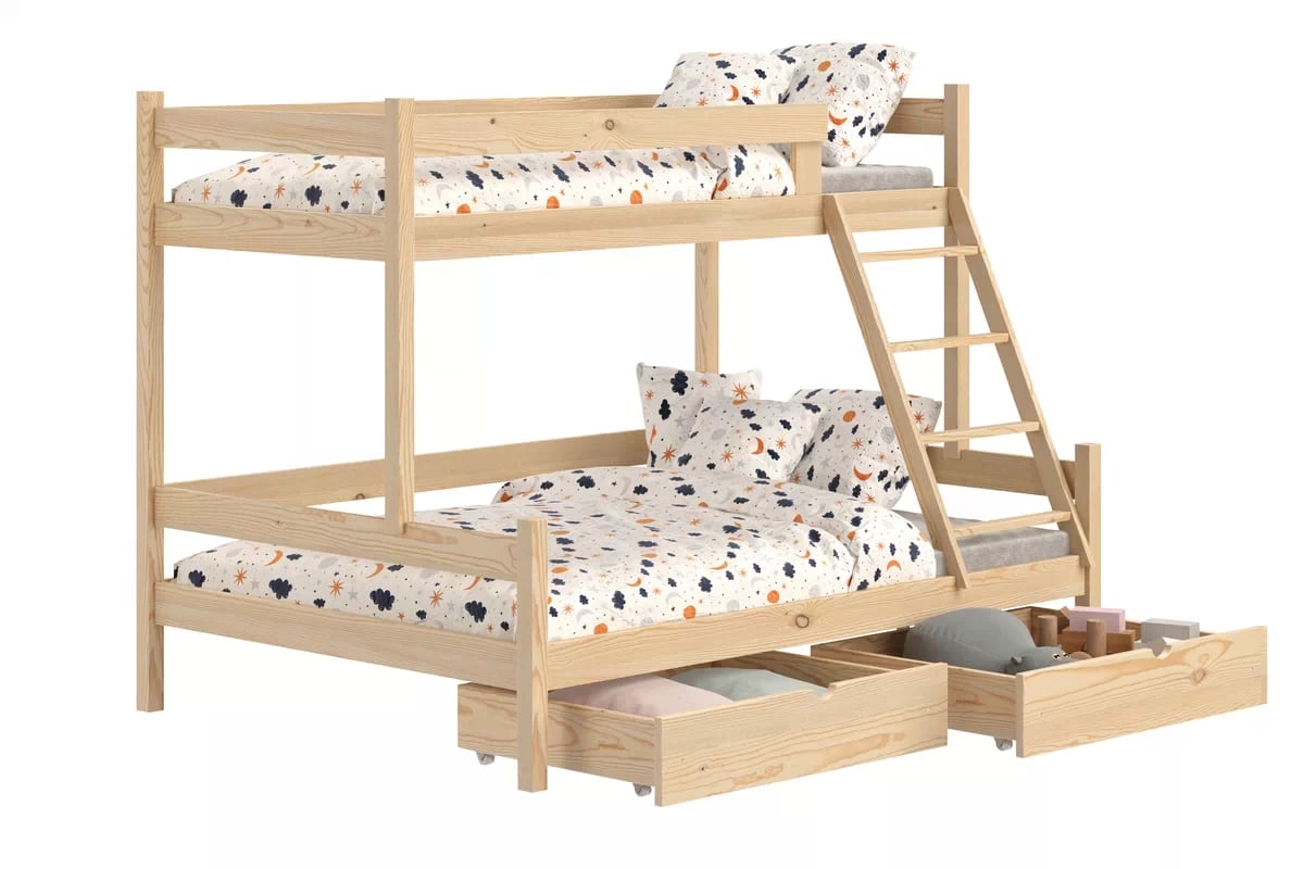 Poschodová posteľ Poli so zásuvkami - borovica, 80x200 Posteľ poschodová drevená Poli so zásuvkami - 80x200/120x200 / Borovica