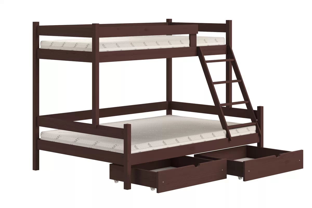 Patrová postel Poli 90x180 cm se zásuvkami - hnědá Postel patrová  dřevěná Poli se zásuvkami - 90x180/120x180 / hnědá