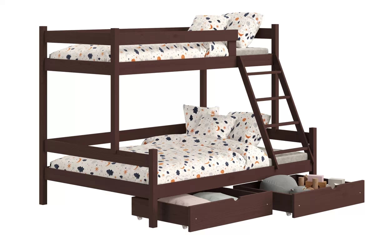 Patrová postel Poli 90x180 cm se zásuvkami - hnědá Postel patrová  dřevěná Poli se zásuvkami - 90x180/120x180 / hnědá