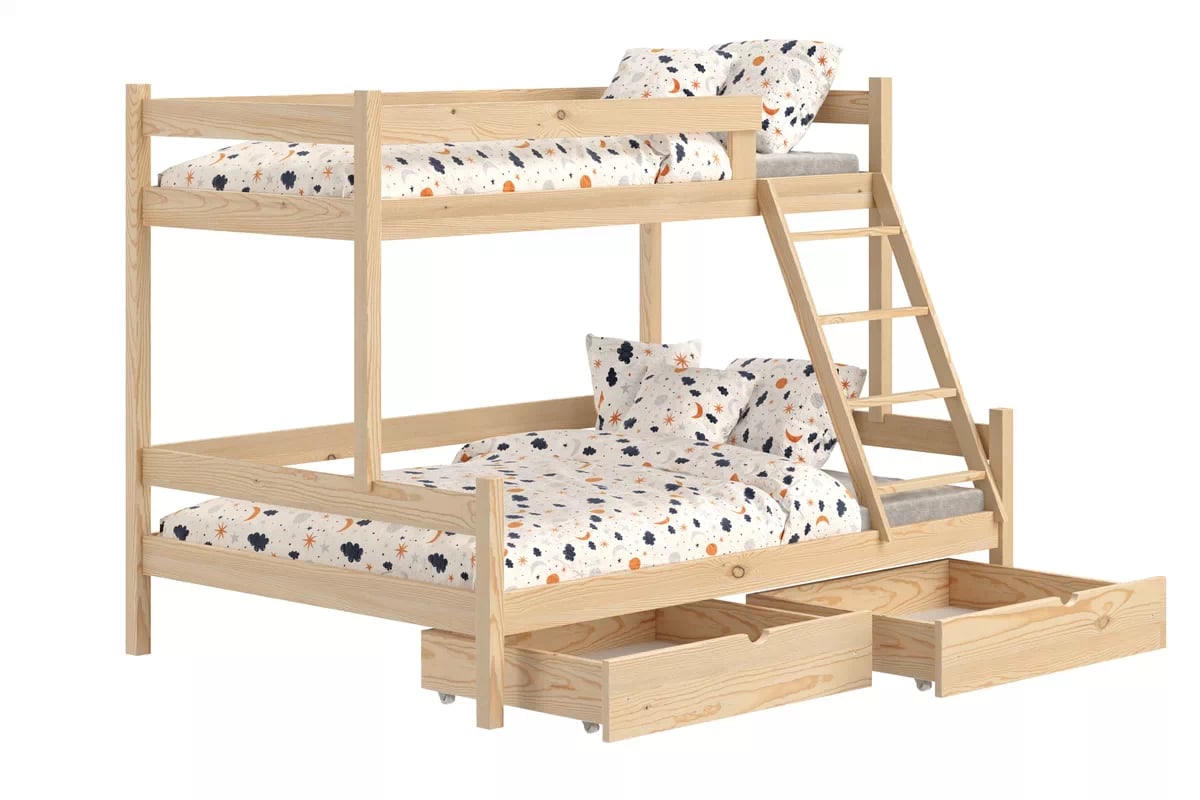 Poschodová posteľ Poli so zásuvkami - borovica, 90x180 Posteľ poschodová drevená Poli so zásuvkami - 90x180/120x180 / Borovica