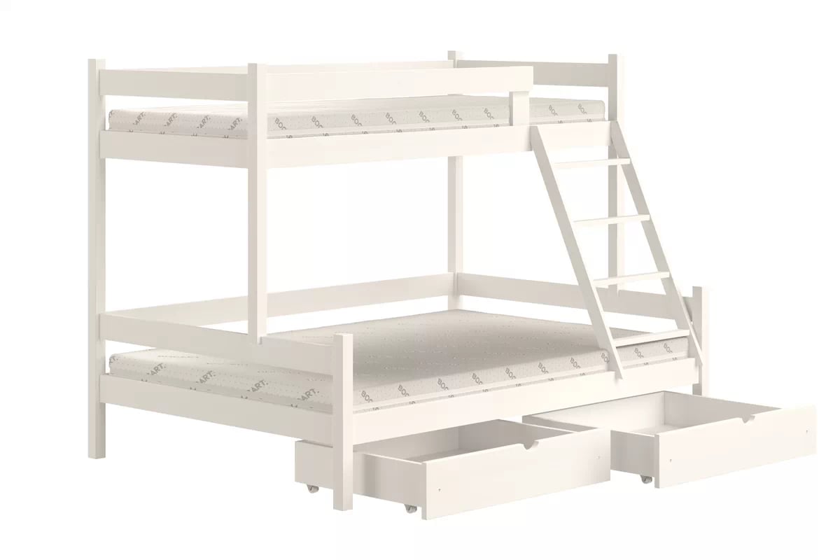 Patrová postel Poli 90x190 cm se zásuvkami - bílá Postel patrová  dřevěná Poli se zásuvkami - 90x190/120x190 / bílá
