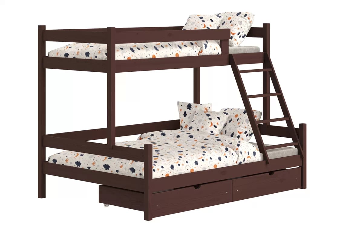 Poschodová posteľ Poli so zásuvkami - hnedý, 90x190 Posteľ poschodová drevená Poli so zásuvkami - 90x190/120x190 / Hnedý