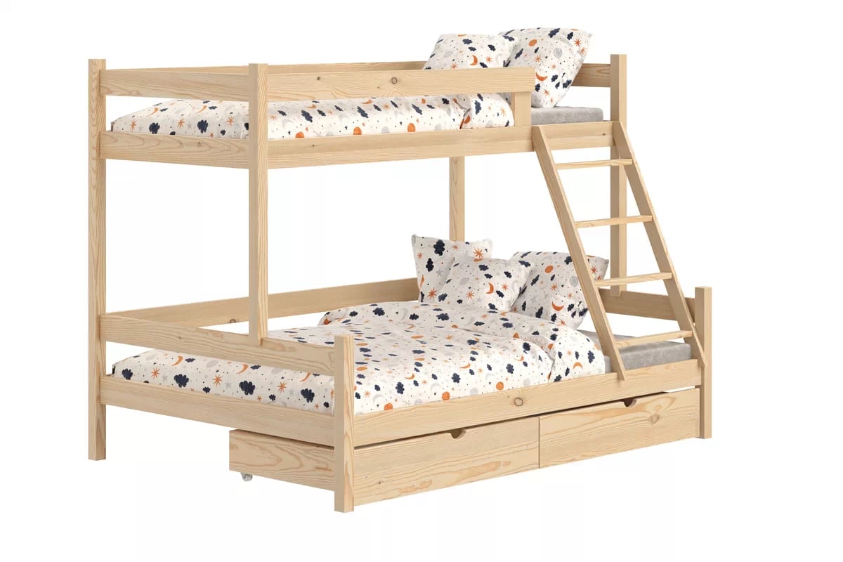 Poschodová posteľ Poli so zásuvkami - borovica, 90x190 Posteľ poschodová drevená Poli so zásuvkami - 90x190/120x190 / Borovica