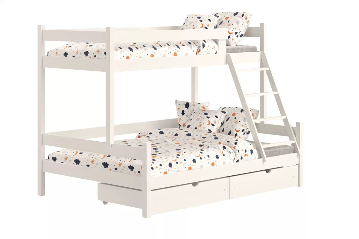 Patrová postel Poli 90x200 cm se zásuvkami - bílá Postel patrová  dřevěná Poli se zásuvkami - 90x200/120x200 / bílá