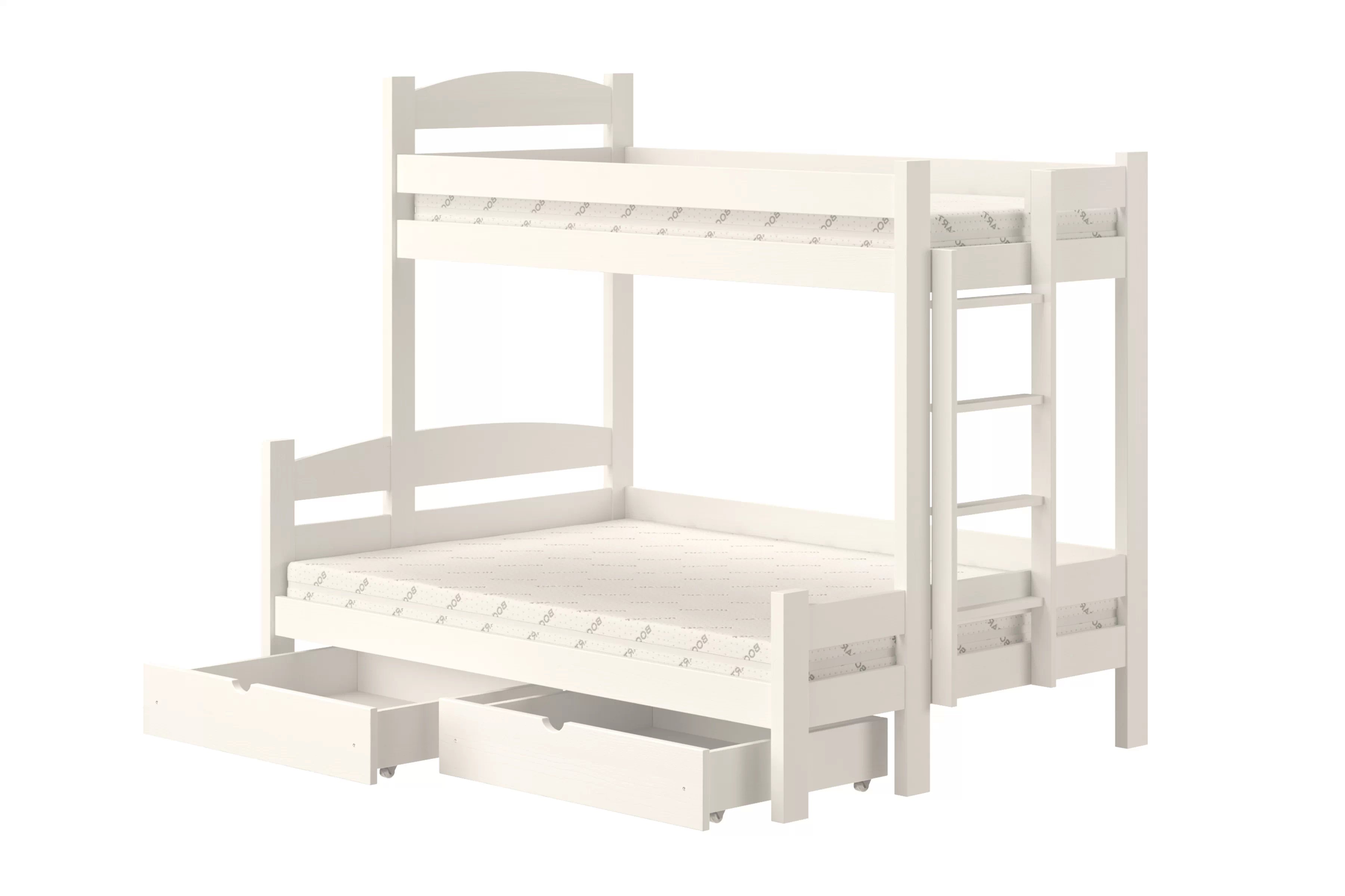 Patrová postel Lovic pravá 80x200/120x200 cm - bílá Postel patrová  Lovic 80x200/120x200 se zásuvkami  pravá - bílá