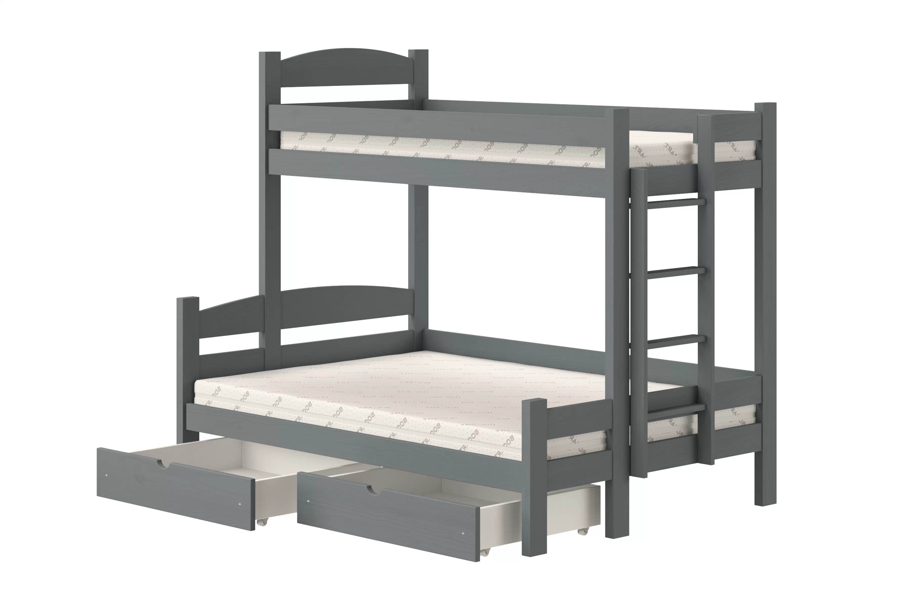 Patrová postel Lovic pravá 80x200/120x200 cm - grafitová Postel patrová  Lovic 80x200/120x200 se zásuvkami  pravá - grafit