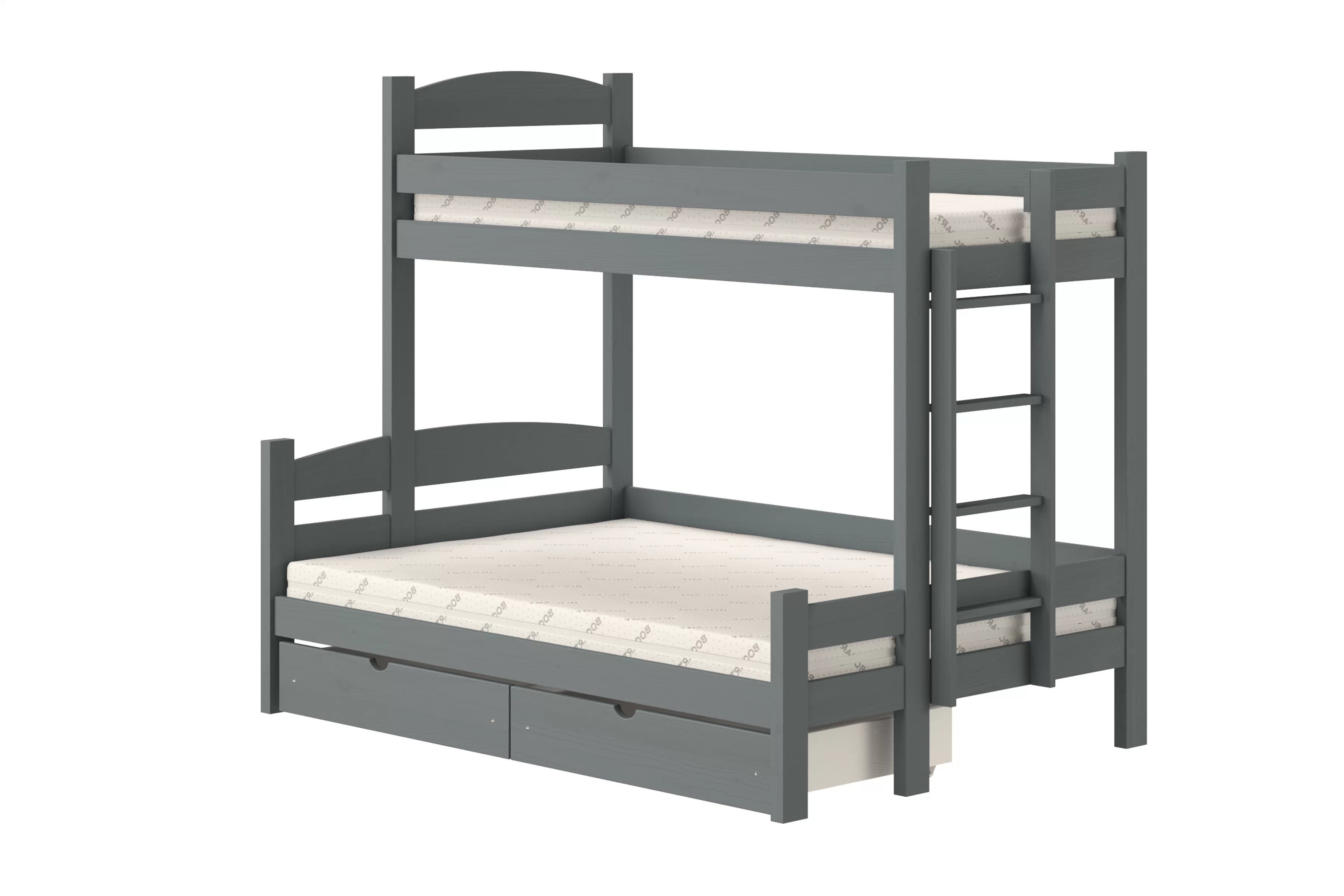 Patrová postel Lovic pravá 80x200/120x200 cm - grafitová Postel patrová  Lovic 80x200/120x200 se zásuvkami  pravá - grafit