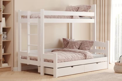 Poschodová posteľ Lovic so zásuvkami ľavá - biely, 80x200/120x200 Posteľ poschodová Lovic 80x200/120x200 so zásuvkami ľavá strana - Biely 