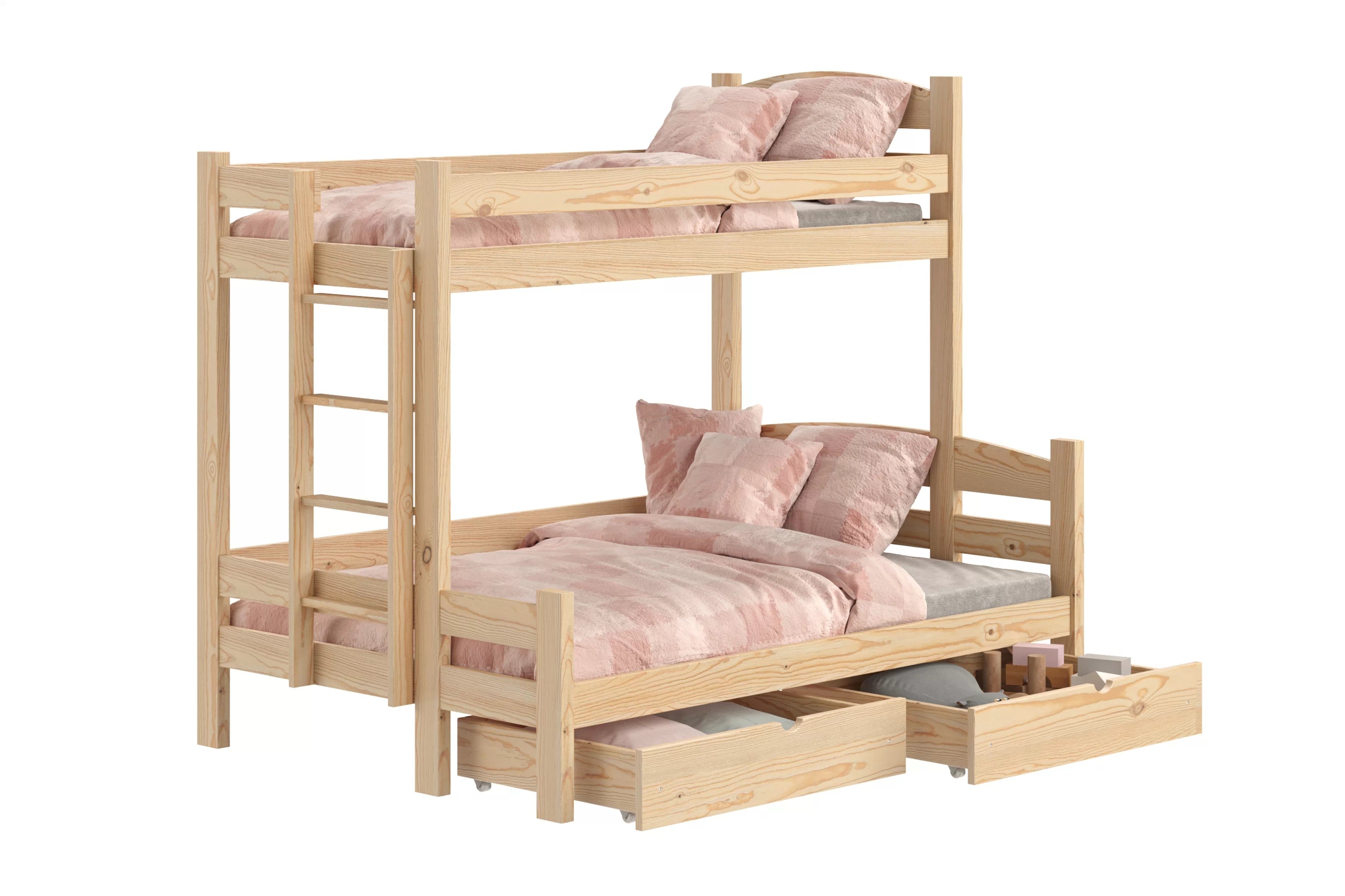 Poschodová posteľ Lovic so zásuvkami ľavá - borovica, 80x200/120x200 Posteľ poschodová Lovic 80x200/120x200 so zásuvkami ľavá strana - Borovica