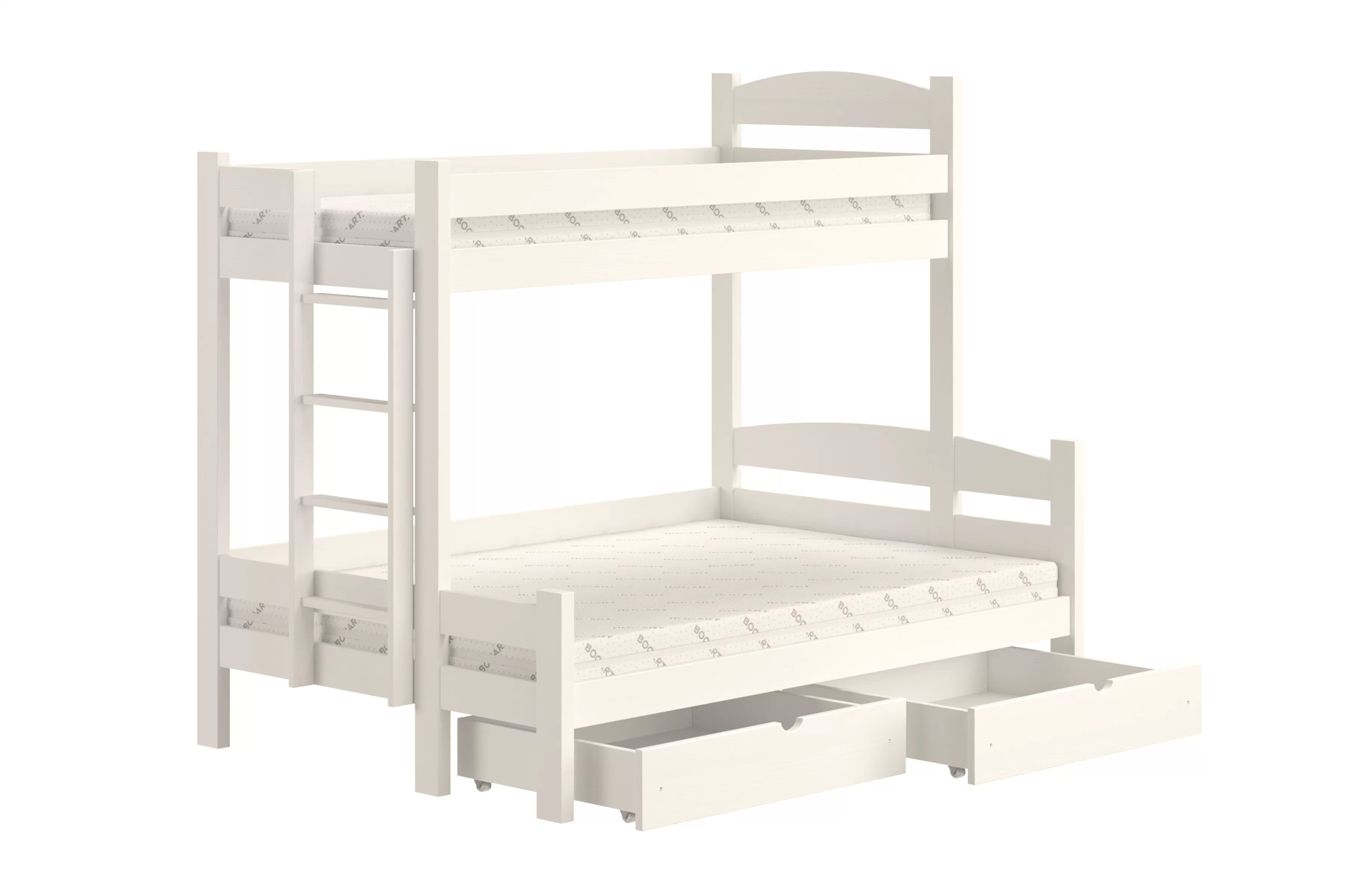 Patrová postel Lovic levá 80x200/140x200 cm - bílá Postel patrová  Lovic 80x200/140x200 se zásuvkami levá - bílá