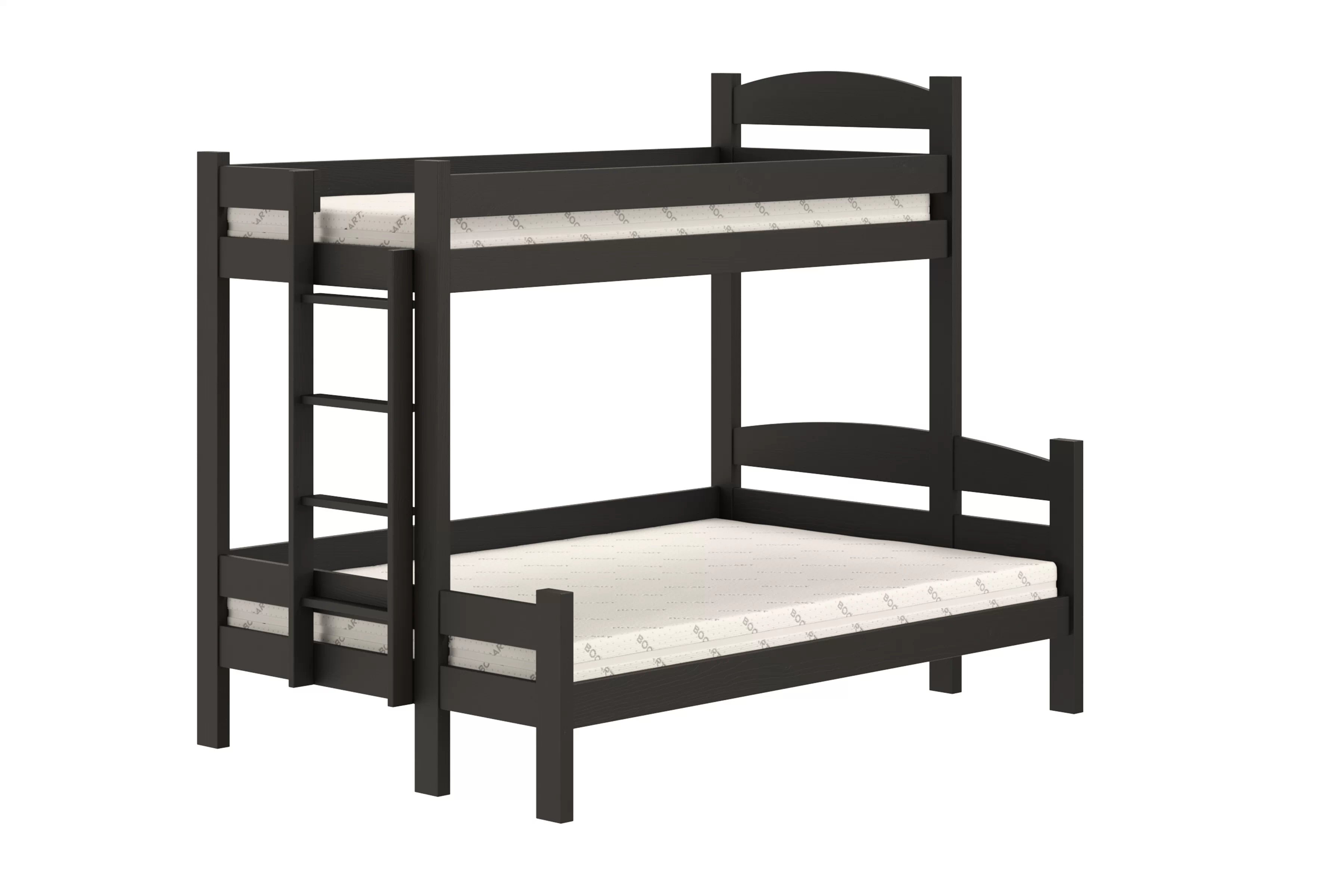 Patrová postel Lovic levá 80x200/140x200 cm - černá Postel patrová  Lovic 80x200/140x200 se zásuvkami levá - černá